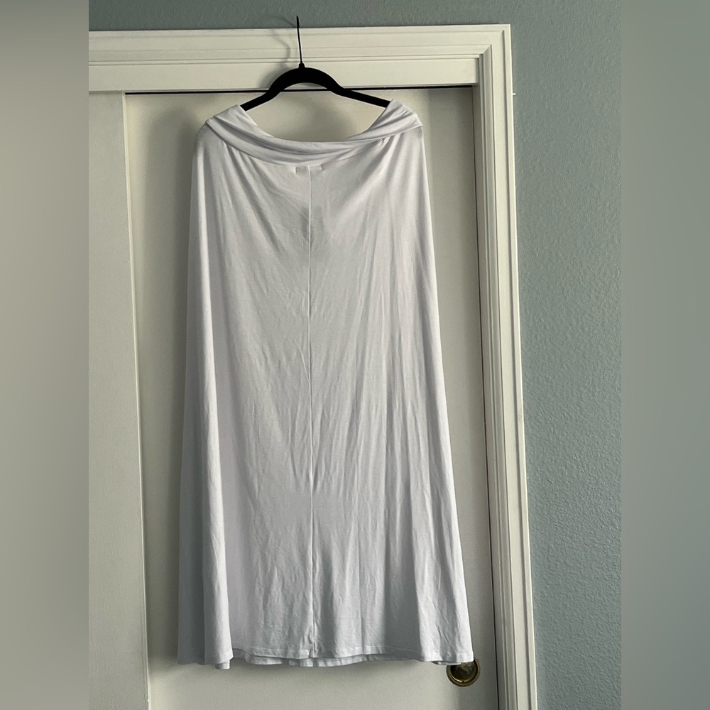 White Jersey Maxi Skirt XXL  | High Waist/Foldover - Picture 2 of 4